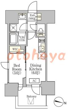 楽器ピアノ可相談 の 賃貸物件 1DK 13.9万円の図面１