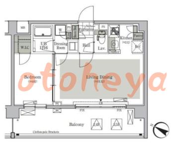 楽器ピアノ可相談 の 賃貸物件 1LDK 14.8万円の図面１