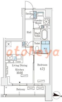楽器ピアノ可相談 の 賃貸物件 1LDK 17.5万円の図面１