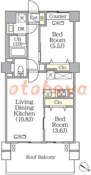 楽器ピアノ可相談 の 賃貸物件 2LDK 18.4万円の図面１