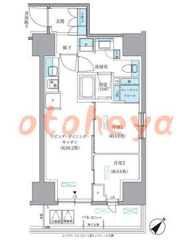 楽器ピアノ可相談 の 賃貸物件 2LDK 25万円の図面１