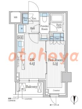 楽器ピアノ可相談 の 賃貸物件 1DK 11.9万円の図面１