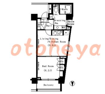 楽器ピアノ可相談 の 賃貸物件 1LDK 18.8万円の図面１