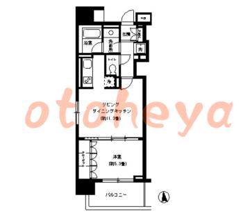 楽器ピアノ可相談 の 賃貸物件 1LDK 19.8万円の図面１