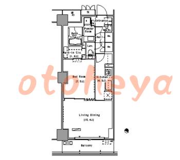 楽器ピアノ可相談 の 賃貸物件 1LDK 23.6万円の図面１