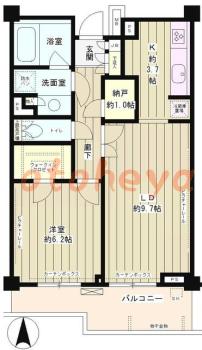 楽器ピアノ可相談 の 賃貸物件 1LDK 14.3万円の図面１