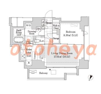 楽器ピアノ可相談 の 賃貸物件 1LDK 27万円の図面１