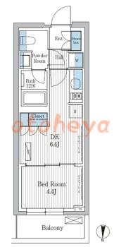 楽器ピアノ可相談 の 賃貸物件 1DK 11.1万円の図面１