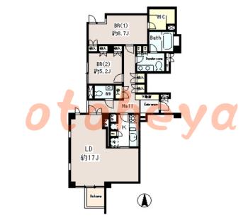 楽器ピアノ可相談 の 賃貸物件 2LDK 43.5万円の図面１