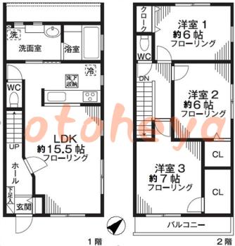 楽器ピアノ可相談 の 賃貸物件 3LDK 24万円の図面１
