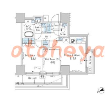 楽器ピアノ可相談 の 賃貸物件 2DK 21.2万円の図面１