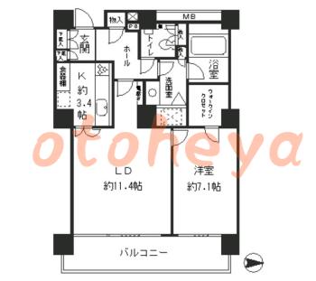 楽器ピアノ可相談 の 賃貸物件 1LDK 21.9万円の図面１