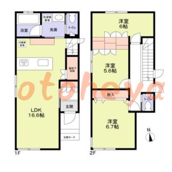 楽器ピアノ可相談 の 賃貸物件 3LDK 21万円の図面１