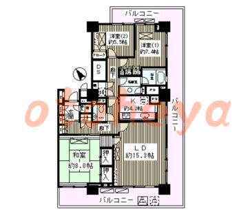 楽器ピアノ可相談 の 賃貸物件 3LDK 42万円の図面１