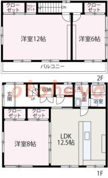 楽器ピアノ可相談 の 賃貸物件 3LDK 12万円の図面１