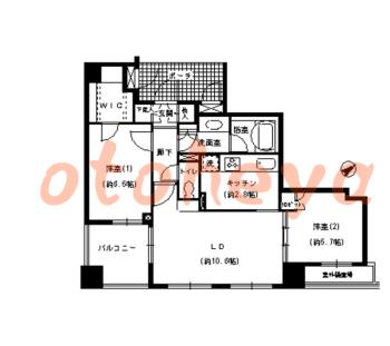 楽器ピアノ可相談 の 賃貸物件 2LDK 24.9万円の図面１