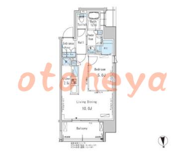 楽器ピアノ可相談 の 賃貸物件 1LDK 18.2万円の図面１
