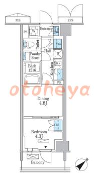 楽器ピアノ可相談 の 賃貸物件 1DK 13万円の図面１