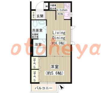 楽器ピアノ可相談 の 賃貸物件 1DK 11.8万円の図面１