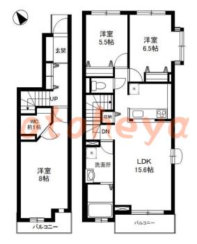 楽器ピアノ可相談 の 賃貸物件 3LDK 15.8万円の図面１