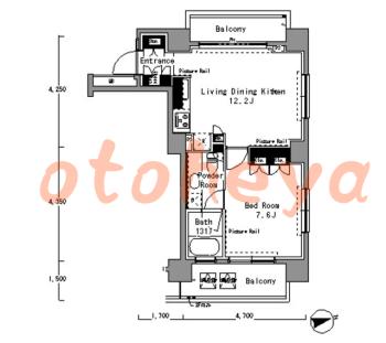 楽器ピアノ可相談 の 賃貸物件 1LDK 24.1万円の図面１