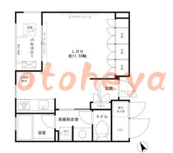 楽器ピアノ可相談 の 賃貸物件 1R 11.8万円の図面１