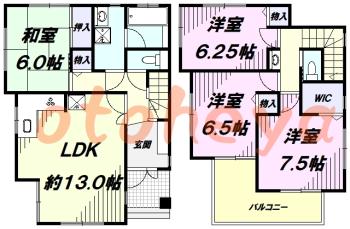 楽器ピアノ可相談 の 賃貸物件 4LDK 13万円の図面１