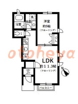 楽器ピアノ可相談 の 賃貸物件 1LDK 13.8万円の図面１