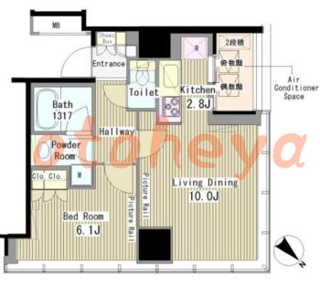 楽器ピアノ可相談 の 賃貸物件 1LDK 23.9万円の図面１