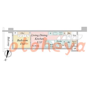 楽器ピアノ可相談 の 賃貸物件 1LDK 17.3万円の図面１