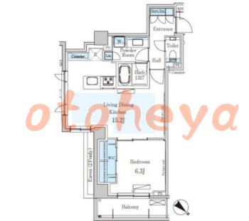 楽器ピアノ可相談 の 賃貸物件 1LDK 32.5万円の図面１