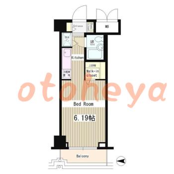 楽器ピアノ可相談 の 賃貸物件 1R 4.9万円の図面１