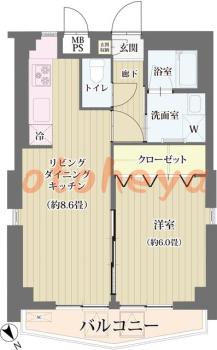 楽器ピアノ可相談 の 賃貸物件 1LDK 18.5万円の図面１