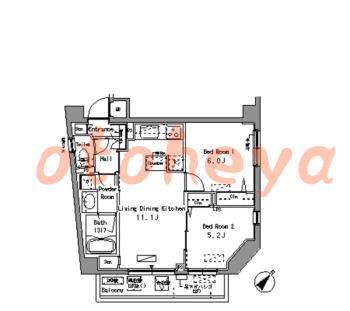 楽器ピアノ可相談 の 賃貸物件 2LDK 19.7万円の図面１