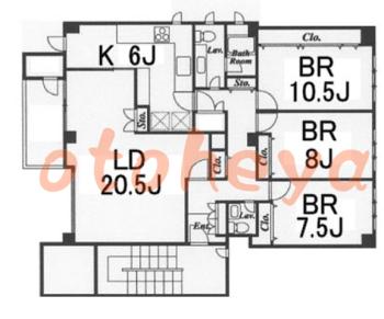 楽器ピアノ可相談 の 賃貸物件 3LDK 45万円の図面１