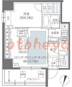 楽器ピアノ可相談 の 賃貸物件 1LDK 17.5万円の図面１