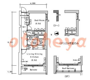 楽器ピアノ可相談 の 賃貸物件 1LDK 27万円の図面１