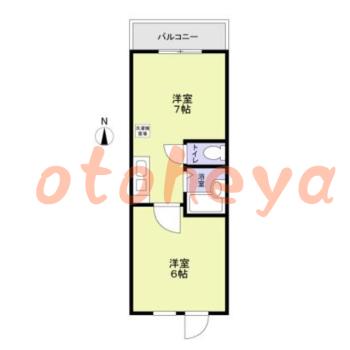楽器ピアノ可相談 の 賃貸物件 1DK 8.5万円の図面１