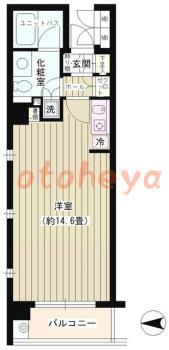楽器ピアノ可相談 の 賃貸物件 1R 15.4万円の図面１