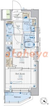 楽器ピアノ可相談 の 賃貸物件 1DK 11.2万円の図面１