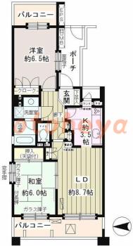 楽器ピアノ可相談 の 賃貸物件 2LDK 18万円の図面１