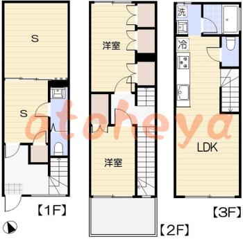 楽器ピアノ可相談 の 賃貸物件 2SLDK 23.5万円の図面１