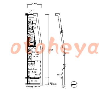 楽器ピアノ可相談 の 賃貸物件 1DK 21.4万円の図面１