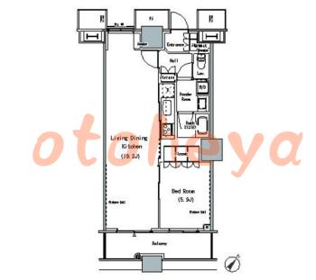 楽器ピアノ可相談 の 賃貸物件 1LDK 22.2万円の図面１