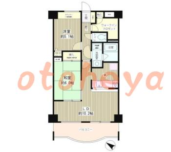 楽器ピアノ可相談 の 賃貸物件 2LDK 16.77万円の図面１