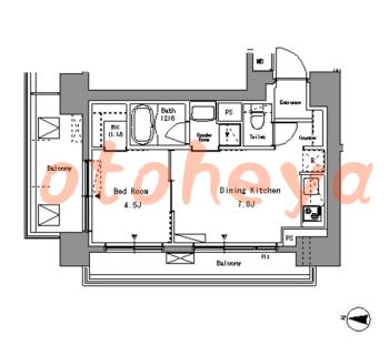 楽器ピアノ可相談 の 賃貸物件 1DK 13.8万円の図面１