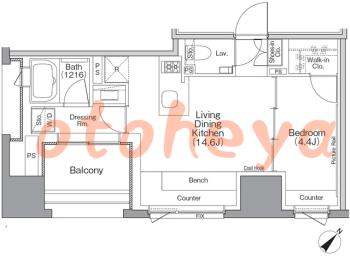 楽器ピアノ可相談 の 賃貸物件 1LDK 15.8万円の図面１