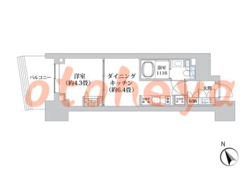 楽器ピアノ可相談 の 賃貸物件 1DK 13.2万円の図面１