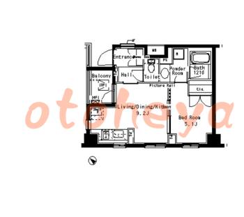 楽器ピアノ可相談 の 賃貸物件 1LDK 21.6万円の図面１