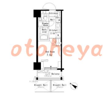 楽器ピアノ可相談 の 賃貸物件 1K 9.2万円の図面１